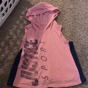 Justice sports tank top with hood pink
